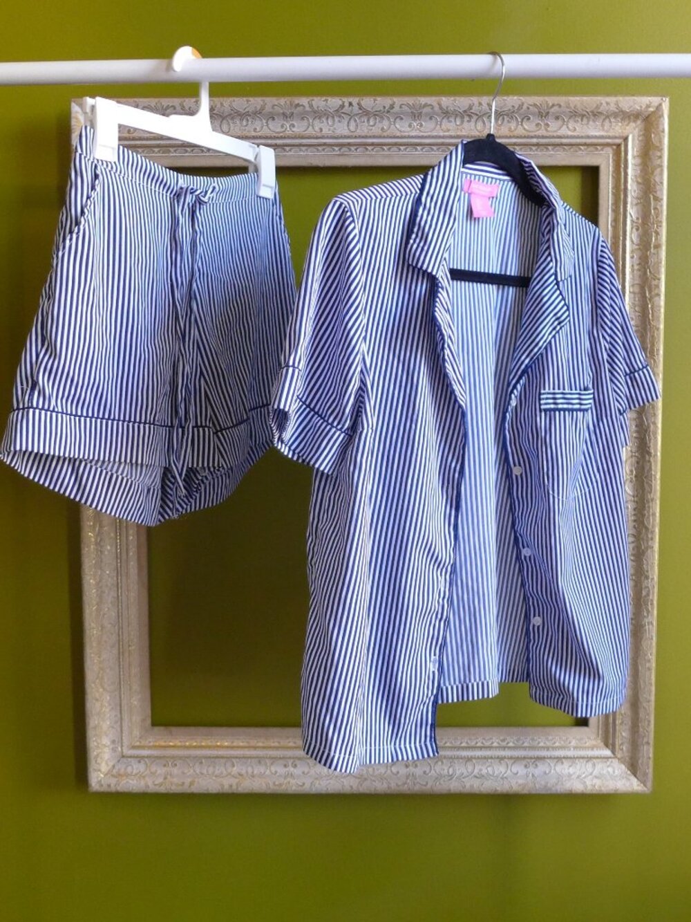 Isaac Mizrahi, S, NWOT, Women's Summer Pajama Set, Blue and White Pin Stripe
